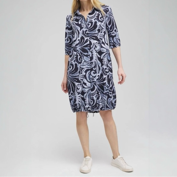Chicos 2 UPF Neema Bungee Dress Size L Printed Pockets Stretch Travel Outdoor - Picture 1 of 14